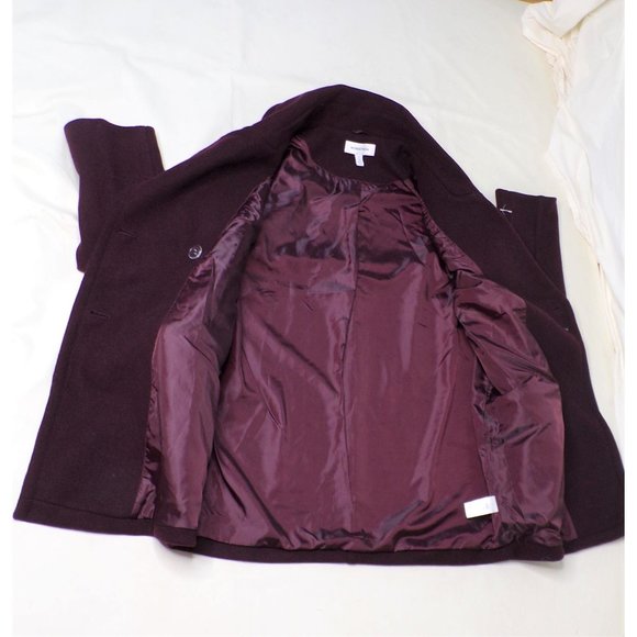 🆕NORDSTROM Double Breasted Elongated Peacoat Burgundy Small - Picture 12 of 13